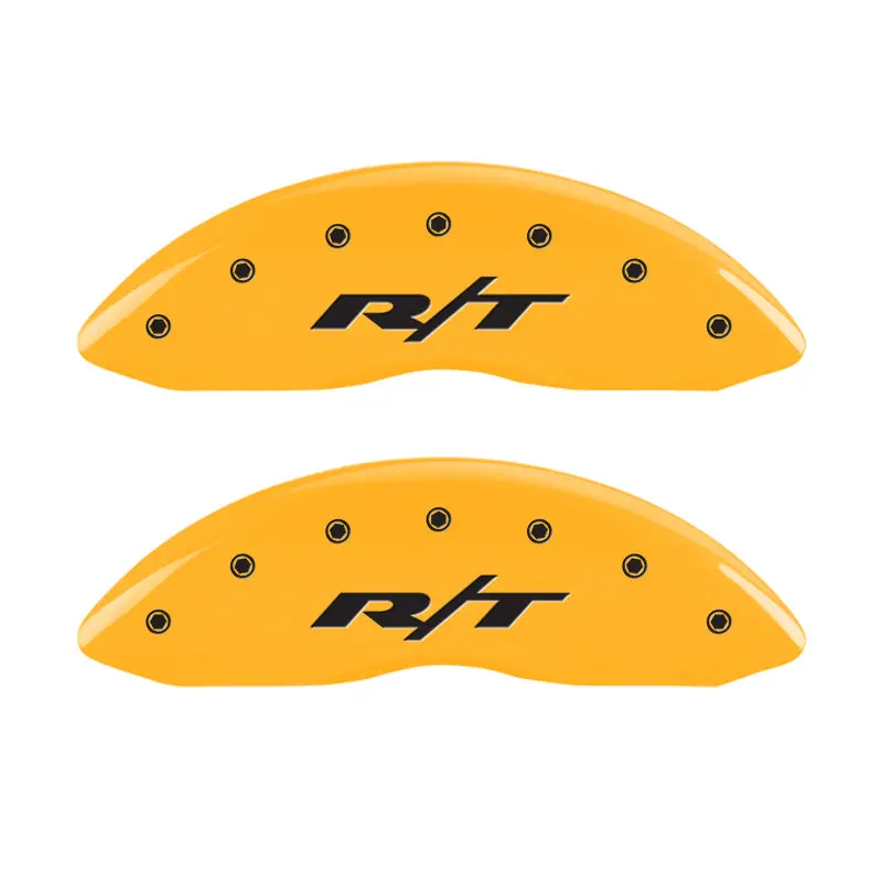 Mgp 4 Caliper Covers Engraved Front & Rear Rt1-Truck Yellow Finish Black Char 2006 Dodge Charger 1