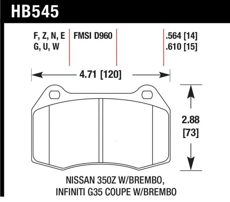 Hawk Dtc-70 Race Front Brake Pads For 2003–2004 Infiniti G35 And 2004–2009 Nissan 350Z With Brembo Brakes 1
