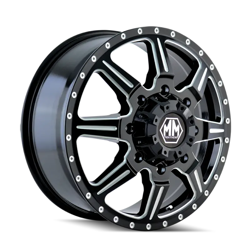 Mayhem Monstir Forged Wheel – 22X8.25", 8X200Mm Bolt Pattern, +127Mm Offset, 142Mm Hub Bore, Black With Milled Spokes 1