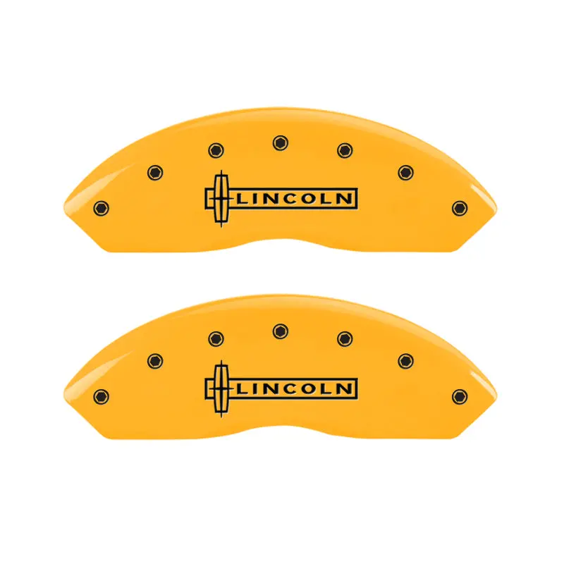 Mgp Engraved Brake Caliper Covers – Front & Rear, Lincoln-Specific, Yellow Finish With Black Lettering 1