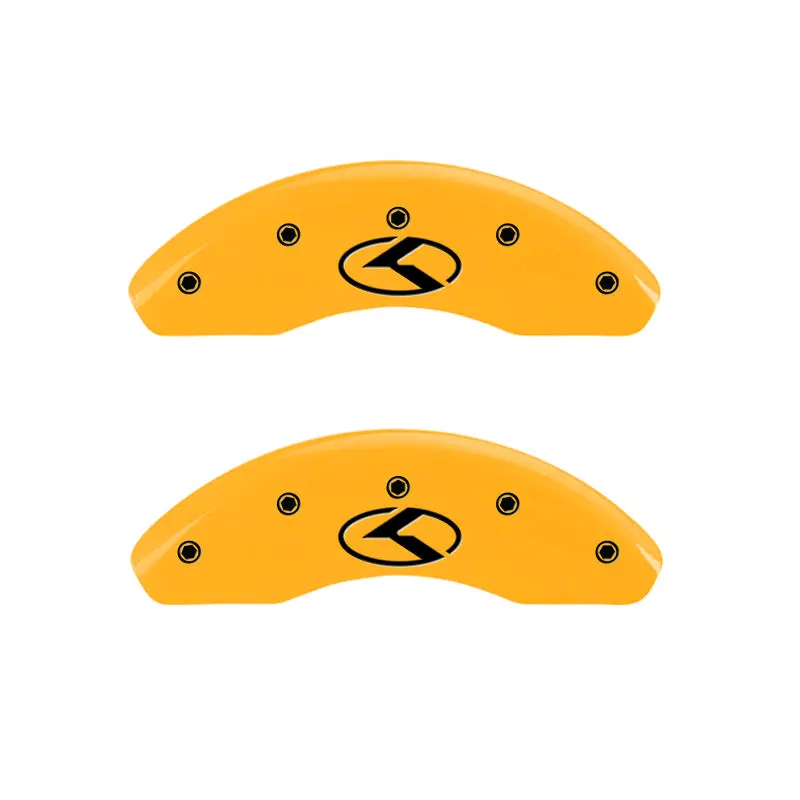 Mgp 4 Caliper Covers Engraved Front & Rear Circle K/Kia Yellow Finish Black Ch 1